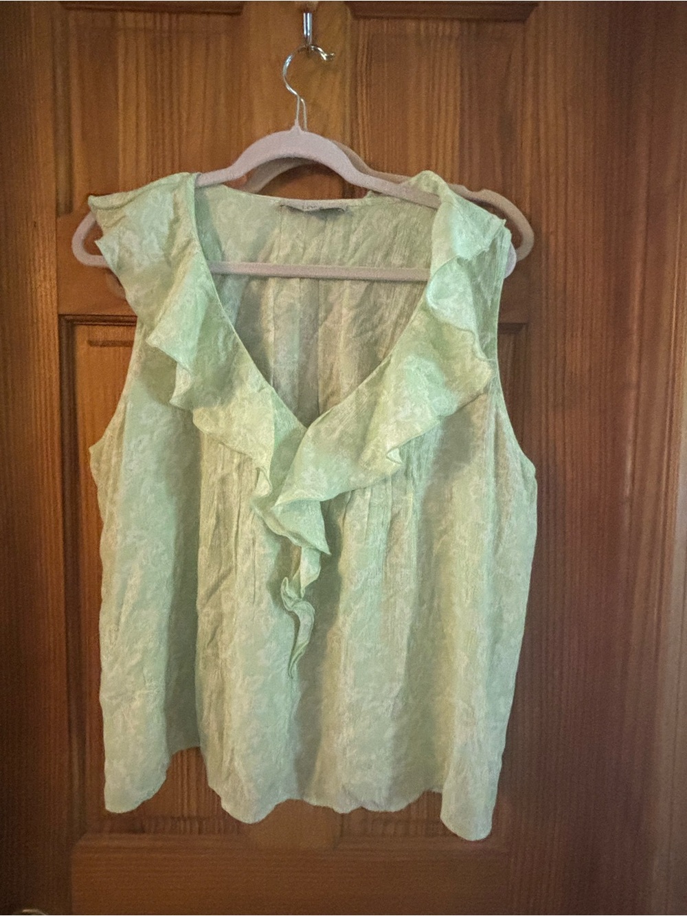 LOFT Mint Green Ruffle V-Neck Sleeveless Camisole